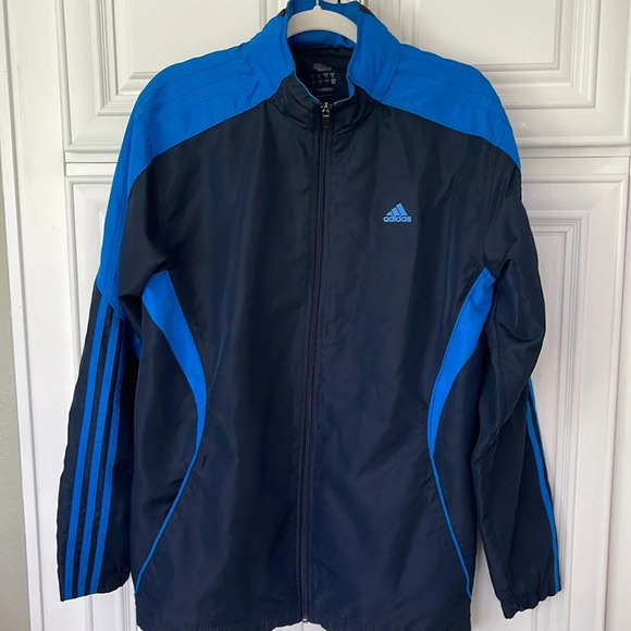 adidas Other - Adidas Men's Windbreaker Track Jacket Full Zip Blue Size M  3 Stripe Lined